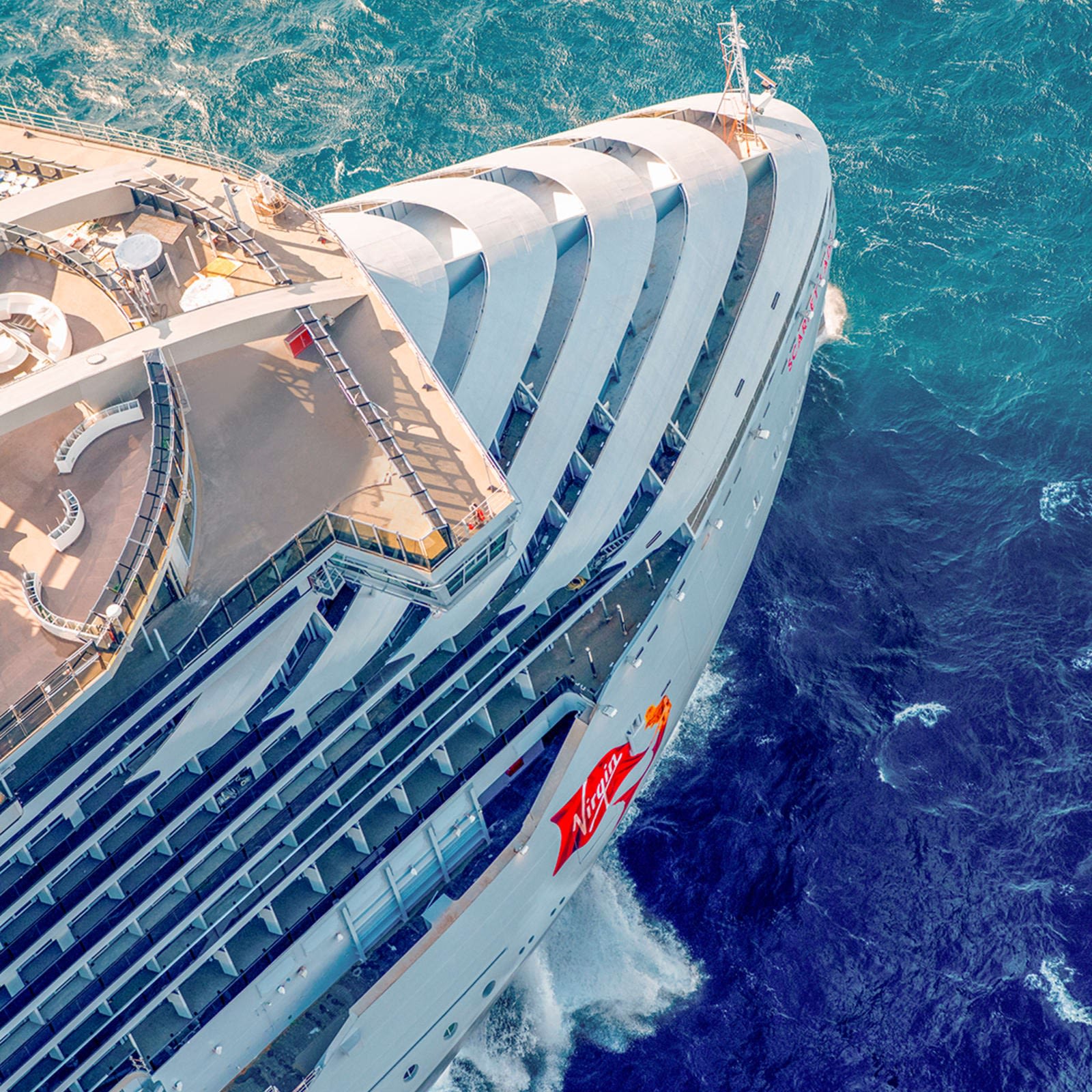 Virgin Voyages sailing out to sea